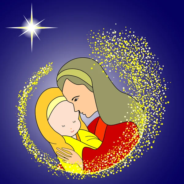 María y el Niño Jesús — Vector de stock