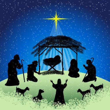 Noel nativity sahne siluet