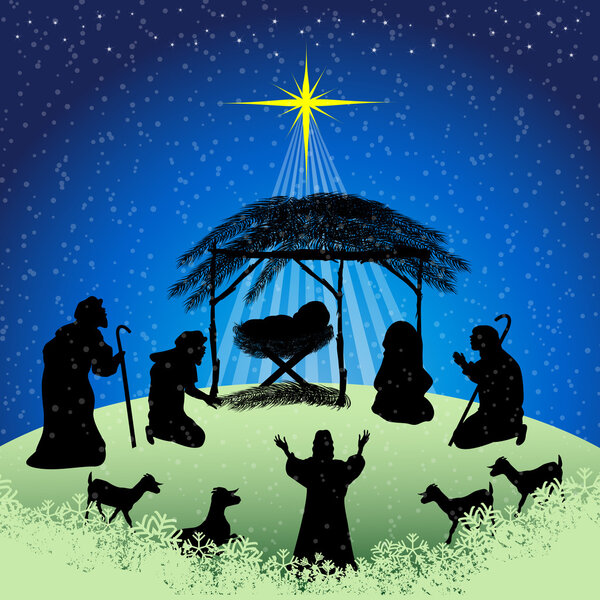Силуэт Рождественской сцены
