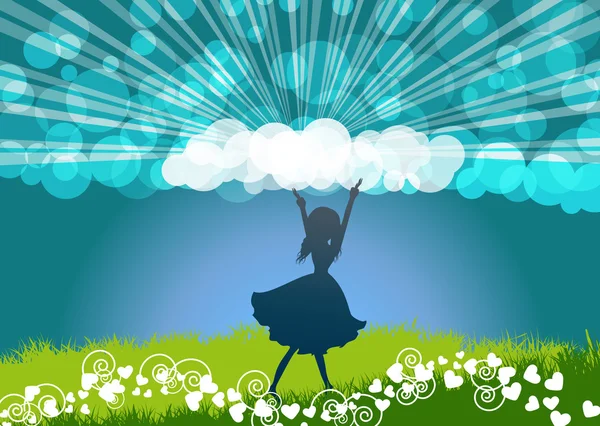 Girl dancing and praise — Stock Vector