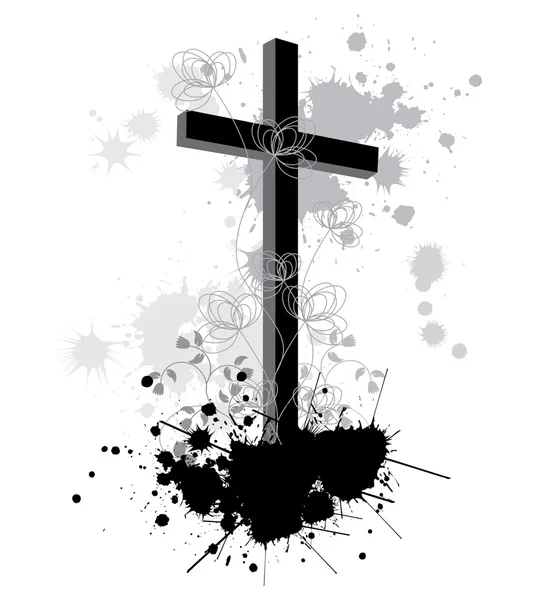 Cross with splash paint — Stock Vector