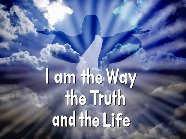 Иисус со словом "Я есмь путь истины и жизни " — стоковое фото