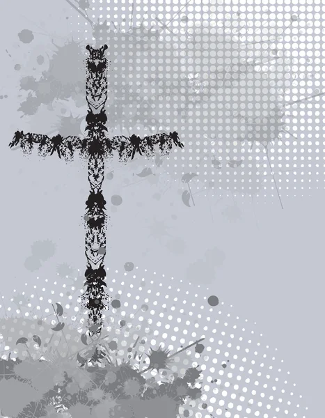 Croix avec fond d'éclaboussure d'encre — Image vectorielle