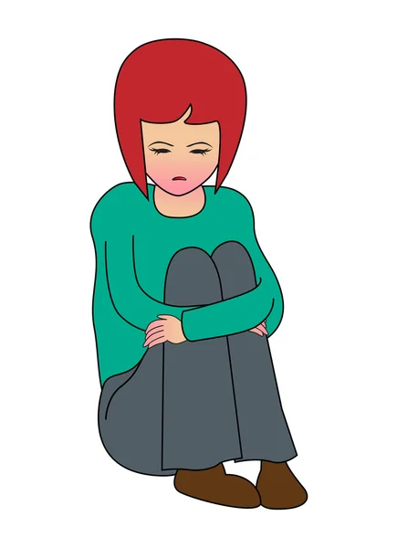 Sad little girl — Stock Vector