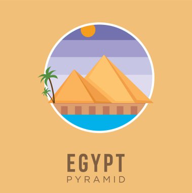 Mısır tarihi piramidi kültürel tasarım taşıyıcısı illüstrasyonunu simgeler. Mısır Seyahat ve Cazibe, Şehir Simgeleri, Turizm, Geleneksel Kültür ve Din
