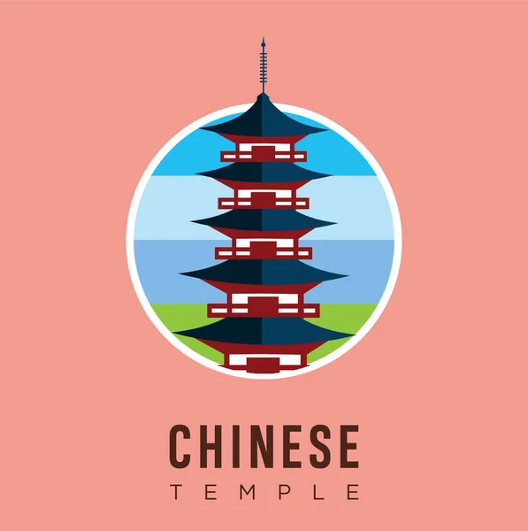 Hermosos Lugares Interés Templo Chino Diseño Vector Stock China Viajes — Vector de stock