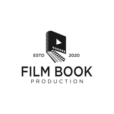 Film Kitabı logosu Cinema Sembol Vektörü. Kütüphane filmi logosu düz simge. Film Eğitimi logosu Tasarım Şablonu