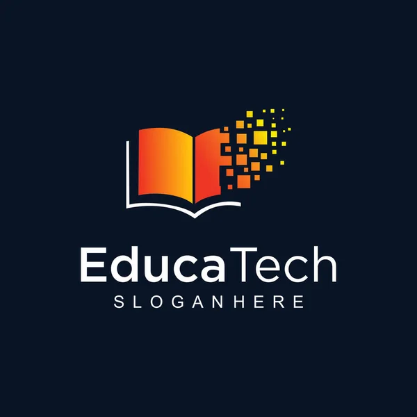 Livro Digital Tech Logo Design Vector Stock Educação Tecnologia Logotipo — Vetor de Stock