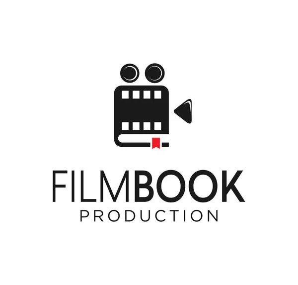Film Kitabı Logosu Cinema Sembol Vektörü Kütüphane Filmi Logosu Düz — Stok Vektör