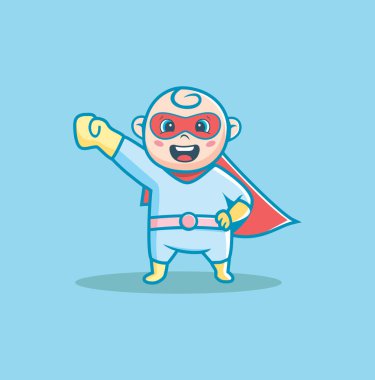 Süper kahraman kostümlü bebek Vektör İllüstrasyonu