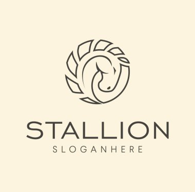 Satır Biçimli Daire At Logosu Şablon Vektör Stoku