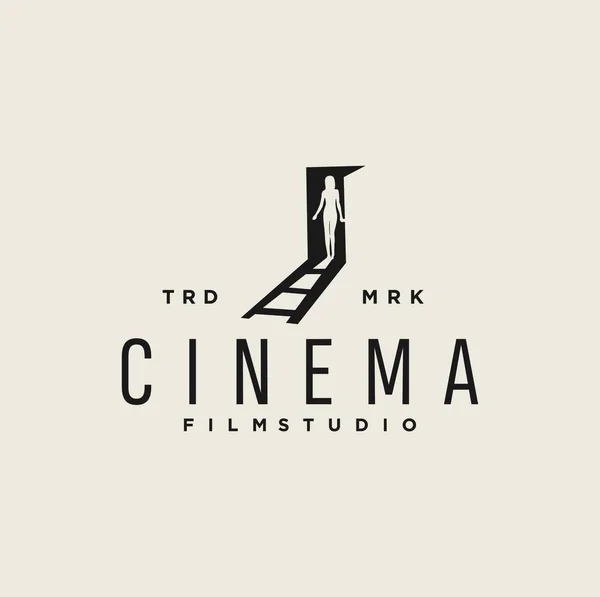 Puerta Con Logo Chica Con Curvas Para Diseño Películas Cine — Archivo Imágenes Vectoriales