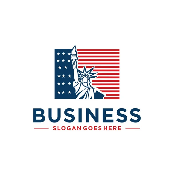 Logotipo Creativo Con Ilustración Diseño Estatua Libertad Bandera Estados Unidos — Archivo Imágenes Vectoriales