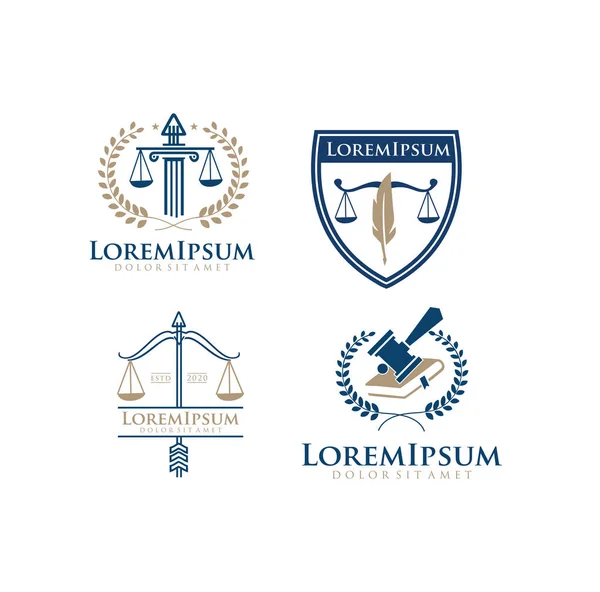 Conjunto Justiça Lei Logo Template Vetor Ilustração Design Logotipo Advogado —  Vetores de Stock