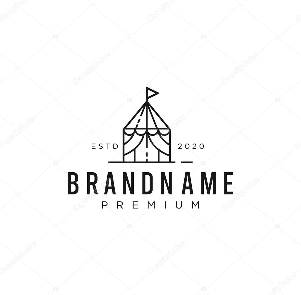 Party Rental Tent Event Logo Design Stock Vector black silhouette illustration. Wedding Tent Entertainment Logo Stock Template