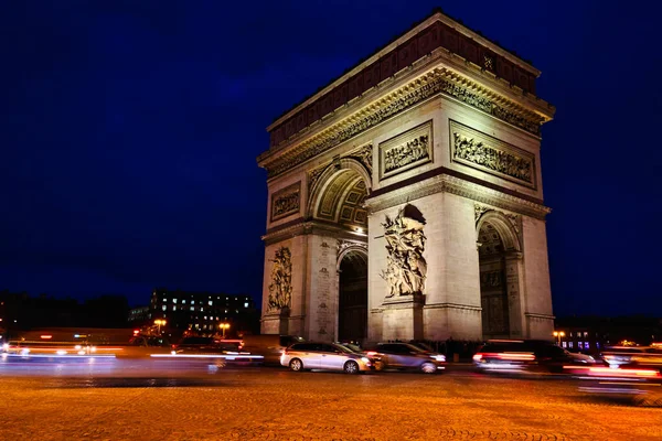 Veduta Del Famoso Arco Trionfo Piazza Charles Gaulle Notte Parigi — Foto Stock