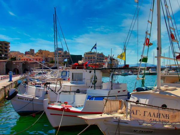 Barcos Puerto Histórico Ciudad Heraklion Isla Creta Grecia Heraklion Grecia — Foto de Stock