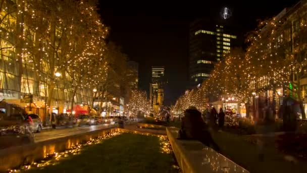 Słynny Kurfrstendamm Czasie Świąt Bożego Narodzenia Berlinie Niemcy — Wideo stockowe