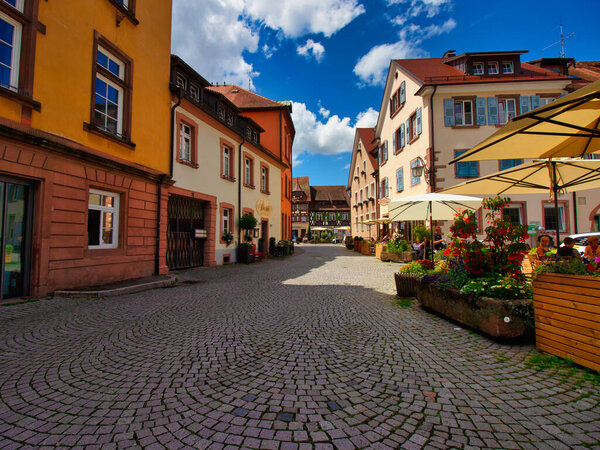 Gengenbach, Germany - July 07, 2021 - View of the old village of Gengenbach with its old houses in the Black Forest in Germany