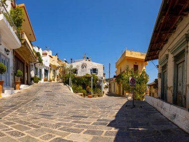 Kritsa, Yunanistan - 13 Ağustos 2021 - Girit adasındaki Kritsa köyünde