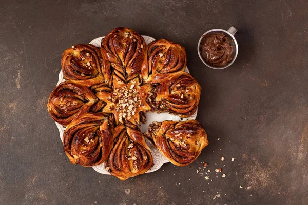 Christmas Star Braided Chocolate Bread — Stock Photo, Image