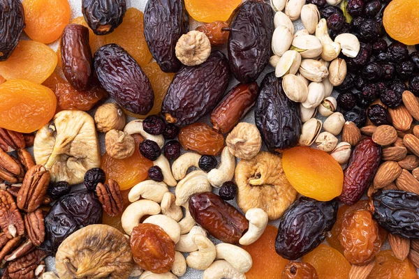 Wymieszać Suszonych Owoców Orzechów Zdrowe Jedzenie Symbole Judaicznego Święta Bishvat — Zdjęcie stockowe