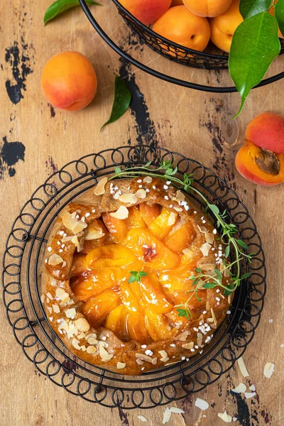 Apricot Galette Pie Cake Almond Summer Food — Stock Photo, Image
