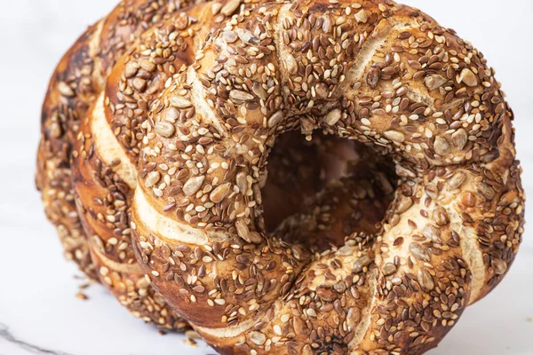 Traditional Turkish Simit Bagels Sesame Seeds — Stock Photo, Image