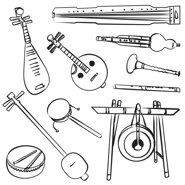 Chinese traditional musical instruments — Stock Vector
