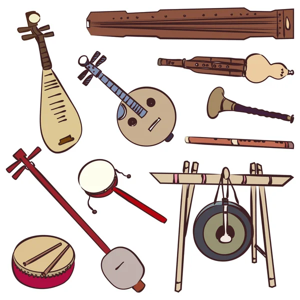 Chinese traditional musical instruments — Stock Vector