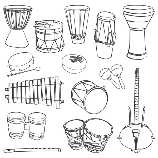 African traditional musical instruments — Stock Vector