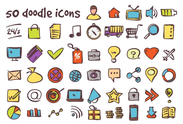 Vector doodle icons set — Stock Vector