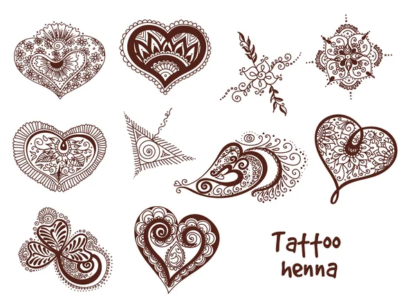 Set elemento hennè tatuaggio — Vettoriale Stock