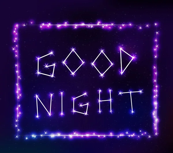 Good night text in space — Stock Vector