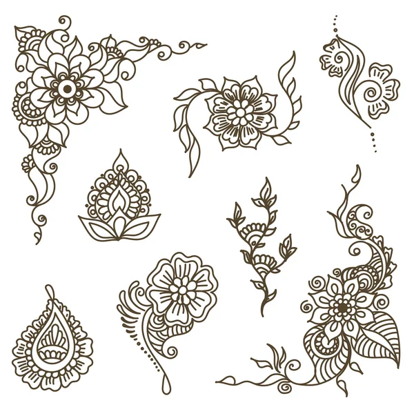 Tatuaje henna elemento conjunto — Vector de stock