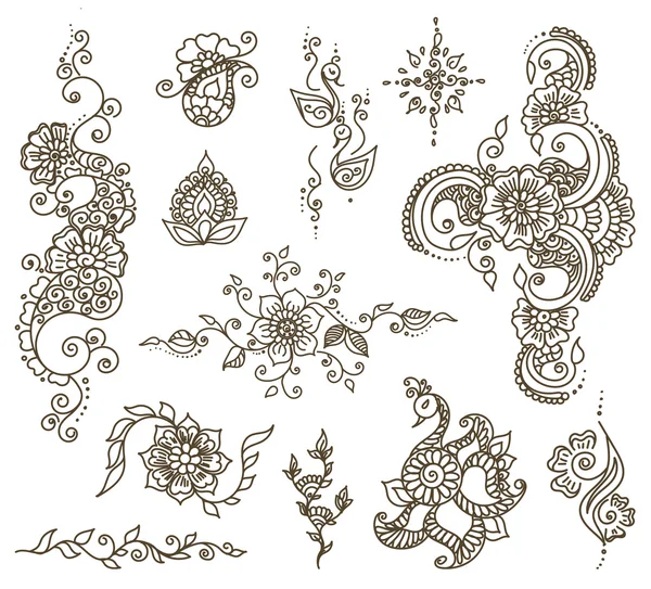 Tatouage henné élément ensemble — Image vectorielle