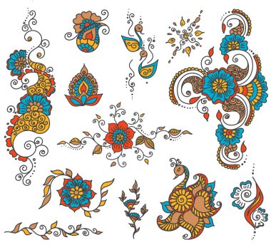 kına dövme öğe kümesi