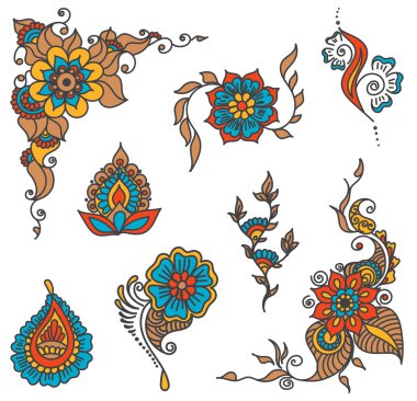 kına dövme öğe kümesi