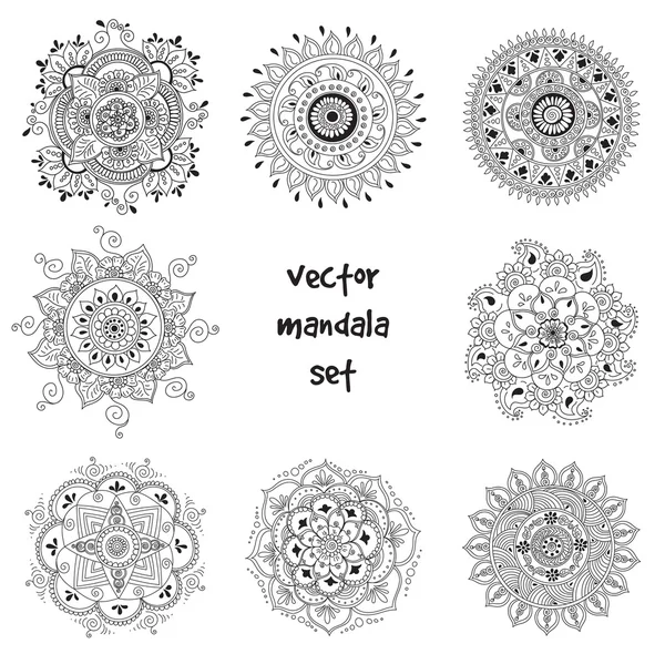 Tatouage henné mandala ensemble — Image vectorielle