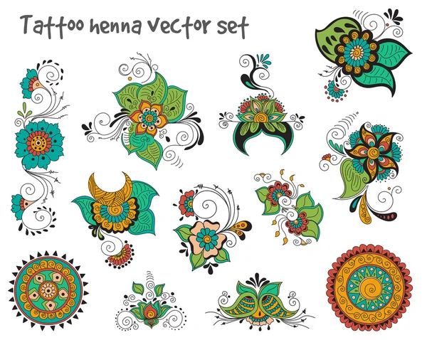Tatouage henné élément ensemble — Image vectorielle