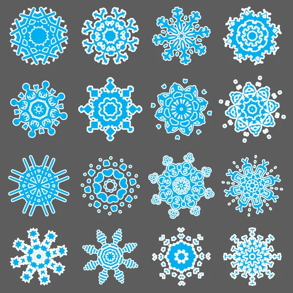 Ensemble de flocons de neige — Image vectorielle