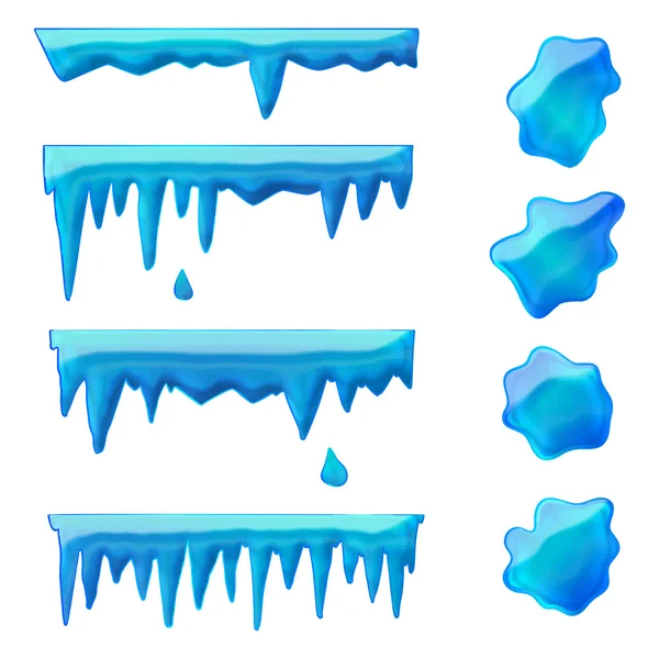 Μπλε icicles και παγωμένες λακκούβες — Διανυσματικό Αρχείο