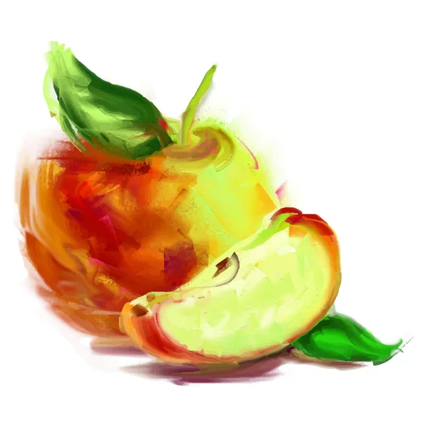 Rysunek jabłko z plasterkiem — Wektor stockowy