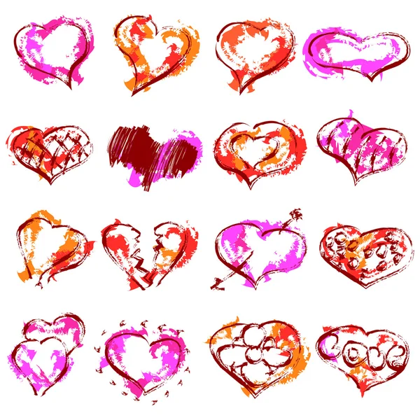 Happy valentines hearts set — Stock Vector