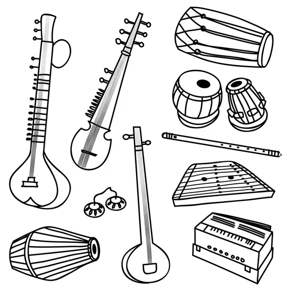 Instrumentos indios — Archivo Imágenes Vectoriales