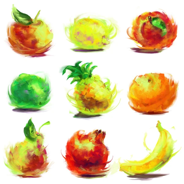 Набор фруктов для рисования — стоковый вектор