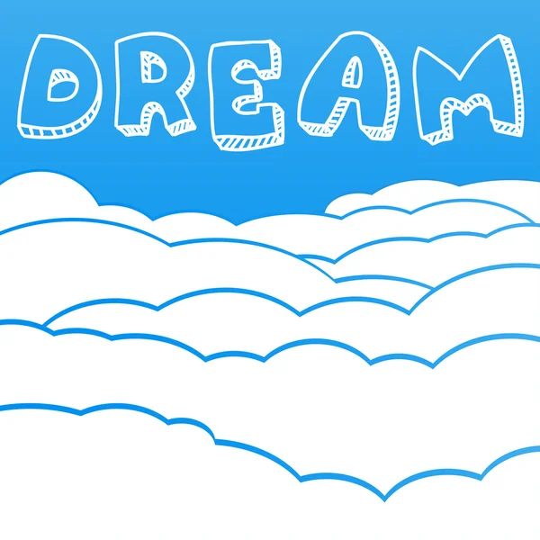 Yazıt rüya ile bulutlu arka plan — Stok Vektör