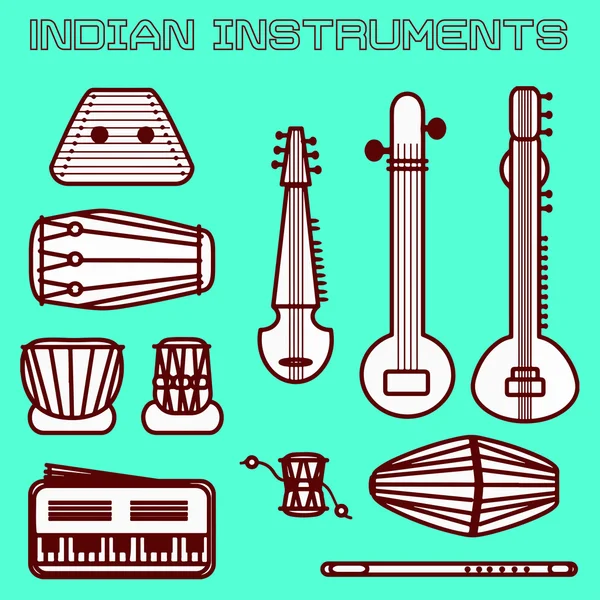 Indische Instrumente — Stockvektor