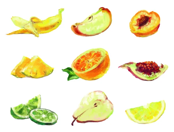 Drawing slices of fruit — Stock Vector