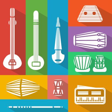flat Indian instruments clipart